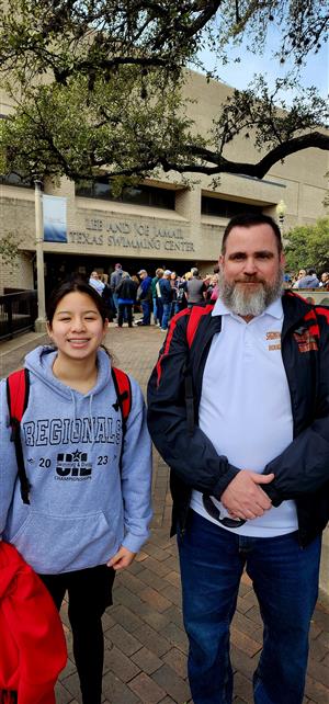 SHS swimmer and coach